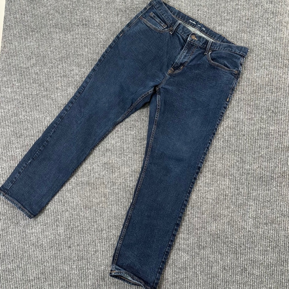 Old Navy Mens 37x30.5 Slim Fit Blue Denim Jeans Y2K Streetwear Rinse Wash Casual
